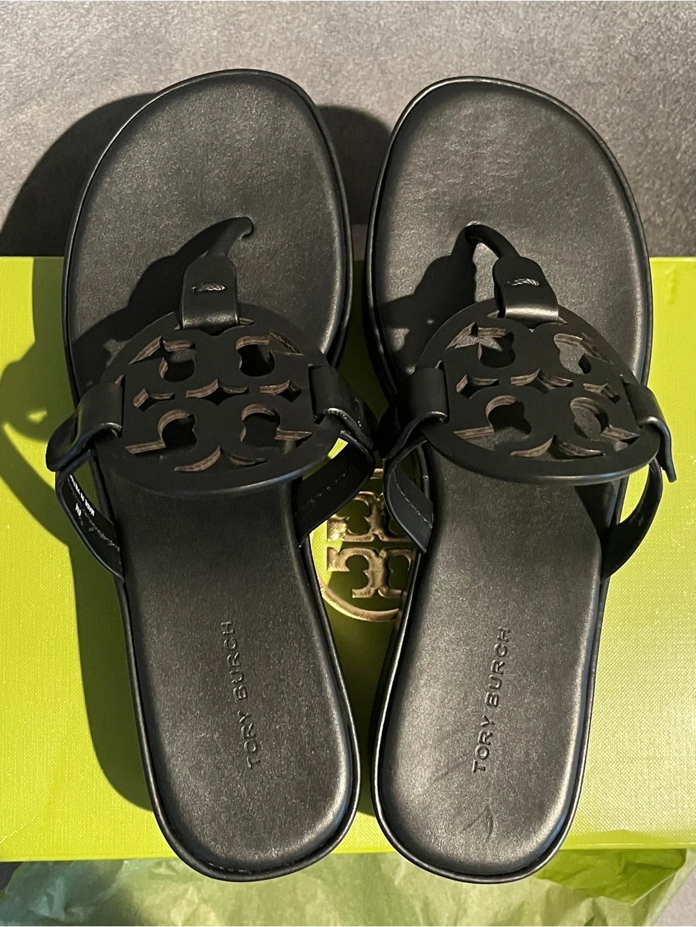 Tory Burch Women’s Sandals Miller Wedge 25 MM Black Size 6 US